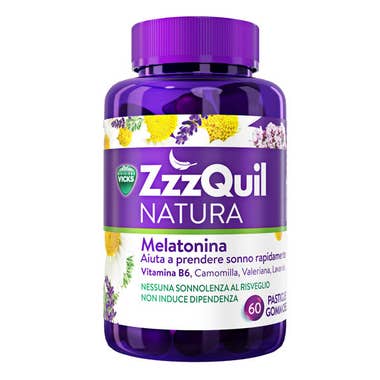 Clarins ZzzQuil NATURA Per Dormire 60 Pastiglie Gommose a Base di Melatonina con Camomilla Valeriana Lavanda