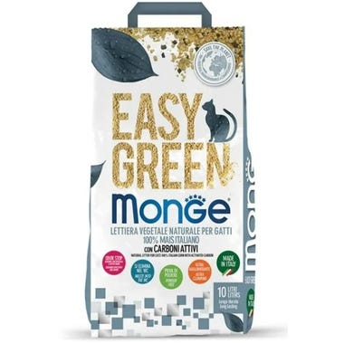 Clarins Monge Lettiera Easy Green 100% Mais con Carboni Attivi Per Gatti Sacco 10 Litri