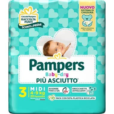 Clarins Pampers Babydry Taglia 3 Midi (4-9 Kg) 20 Pezzi Negozio online di fabbrica